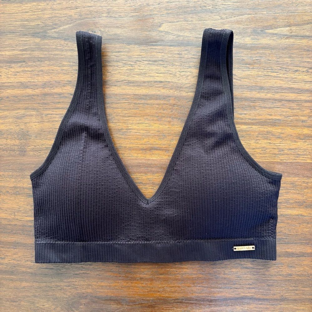 Danskin Intimates Brown Ribbed Seamless Wire Free Bralette Size M Unlined